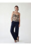 Navy Blue Women's Wide Leg Pants with Elastic Waist