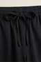 Black 4-Season Elastic Waist Lace-Up Wide-Leg Gabardine Women's Trousers - Comfortable Cut Casual Palazzo with Pockets - 7