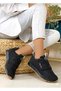 Black Women's Sneaker Breathable Fabric Velcro Non-Slip Sole Flexible Comfortable Lightweight Sports Shoes - 2