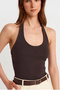 Women's Halter Neck 95% Cotton Double Layer Crop Top Bodysuit - 2