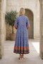 Women's Tassel Collar Cotton Maternity Dress Marine Patterned Long Sleeve Summer Dress - 3