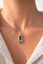 Women's Lucky Necklace Silver Color Steel Evil Eye Clover Figured Zircon Stone Gift - 2