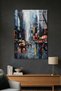 Rainy New York Street and Yellow Taxis Glass Painting, Home and Office Uv Printed Premium Unbreakable 4mm - 6