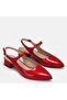 Large Size Women's Shoes with Open Back 4cm 41-42-43-44-Red Patent Leather - 2