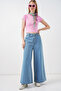 Women's Wide Leg High Waist Jeans 30080 - Light Blue - 3