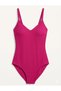 Women's Gathering Swimsuit Fuchsia, Green and Black - 3