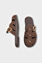 Women's Closed-Front Buckle Casual Olive Suede Slippers Vipriy Brown Suede - 3