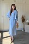 Draped Chest Detail Shirt Dress Blue Set - 2