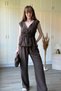Brown Linen Suit with Tie Detail