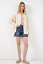 Women's Long Oversize Shirt 20334 - Cream - 2