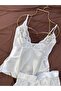 Satin Lace Detailed Strappy Shorts Pajama Nightgown Set - 5