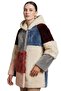 Multicolor Hooded Pocketed Unlined Women's Lamb Fur Coat