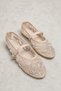 Women's Beige Lace Beaded Embroidered Mesh Ballerinas - 5