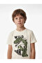 Dinosaur Printed Cotton Ecru Boys' T-Shirt 6Skb10497Tk - 2