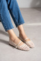 Rivena Women's Ecru Tulle with Embroidery Detail on Square Toe, Top Strap, Flat Sole Mary Jane Ballerinas - 3