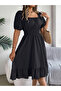 Black Square Neck Knee Length Dress - 3
