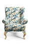 Blue Rose Patterned Cotton Lined Thick Rashel Upholstery Fabric 140cm Width - 6