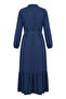 Hakim Collar Belted Viscose Dress 4077-01 Indigo - 5