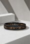 Men's Black Agate Stone Leather Bracelet Multi-Layered Black Weave Design Stylish Bracelet with Steel Clip - 4