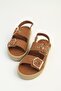 Women's Tan Suede Double Buckle Straw Sole Daily Comfortable Sandals - 2