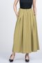 Women's Summer Pistachio Green Pure Lady Elastic Waist Long Skirt Stylish Daily Comfortable 6782 - 4