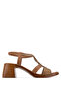 Women's Genuine Leather Tan Heeled Shoes