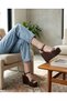 Skin Leather Brown Color Wedge Heeled Platform Sandals Shoes - 4