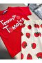 Girl's Cotton Red Tomato Printed T-Shirt and Sweatpants Set - 2