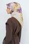 Sura Pure Silk Scarf 9520 - 32 Cream Orange Floral Pattern - 2