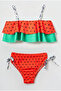 Girls' Watermelon Print Ruffle Bikini Set - Quick-Dry Beach and Pool Set