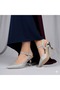 (Öz Maçan) Women's Closed Toe Heeled Shoes Silver - 2