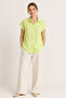 Green Linen Short Sleeve Shirt – Linen Fabric, Relaxed Fit Casual Chic Blouse
