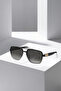 Uv400 Protection Square Frame Men's Sunglasses Gold Detailed Black and Transparent Color Transition Plg-2134C3