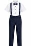 Boy's Short Sleeve Double Suit with Suspenders and Bow Tie - 5