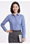 Light Blue Slim Fit Basic Women's Shirt with Pockets at the Waist - 4