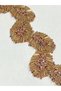 Pipe Bead and Cut Stone Ribbon / Iron-On Transfer Ribbon / 50 cm / At120 Rose Gold