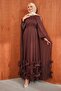 Plum Skirt with Ruffles and Cape Evening Dress - 3