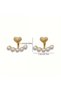 Gold Color Heart Pearl Design Tarnish Resistant Steel Earrings - 4