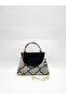 Black and White Color Anaconda Patterned Black Nubuck Cover Material Design Evening Dress Clutch Chain Strap Handheld Wedding Engagement Portfolio Evening Bag - 6