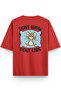Women's / Men's Semi Oversize T-Shirt Cat Back Print Red T-Shirt 1381