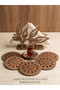 Decorative Wooden Napkin Holder and Set of 6 Coasters Walnut Color - 2