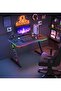 Side-Lit Gaming Desk, Z-Shaped, Carbon Fiber Surface, Cold-Rolled Steel Frame, Cable Management, Cup Holder, Headphone Holder, Colorful Running Lights, Durable Design - 2