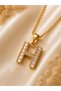 Elegant H Letter Necklace Gold Color Stone Detailed Minimal Stylish Daily & Special Occasion Jewelry - 3