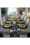 American Service Set, New Season, 6 Black Supla Napkins, 6 Gold Napkins, 6 Napkin Rings and Runner Cover Gold Leaves Tk