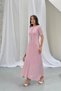 Women's Pink Premium Pearl Button Detailed Glitter Lined Short Sleeve Summer Long Elegant Knitwear Dress (S/M)