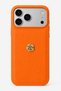 iPhone 17 Pro Max Compatible Leather Textured Phone Case with Gold Rose Detail