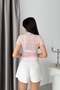 Pink Short Sleeve Lace Bodysuit - 5
