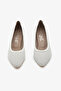 White Genuine Leather Perforated Women's Low Heel Shoes - 6