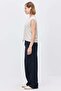 Women's Comfortable Cut Pants with Front Seam Detail - 4