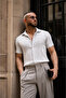 Men's Trendy Polo Collar Slim Fit Textured Gray Shirt - 3